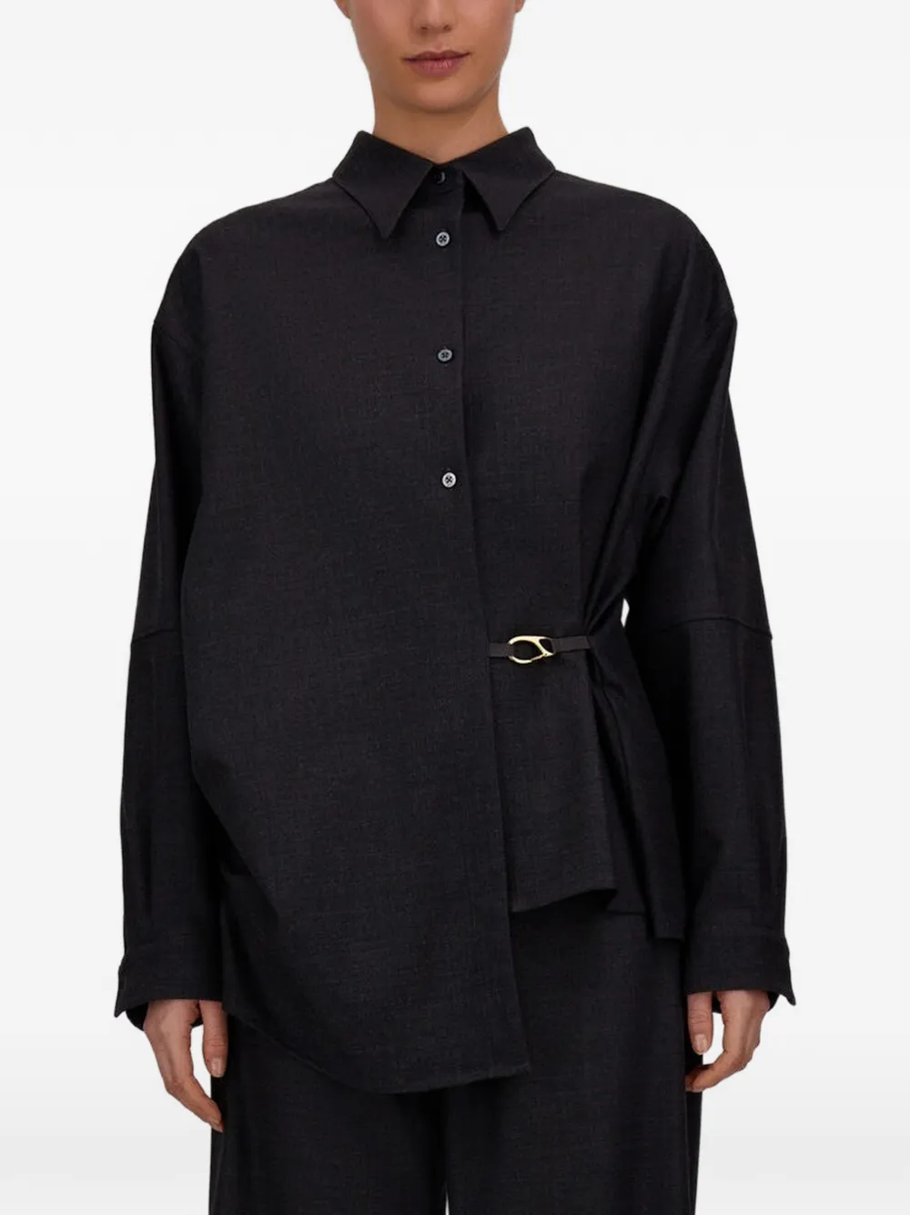 Herno asymmetric-cut wool-blend shirt Grijs