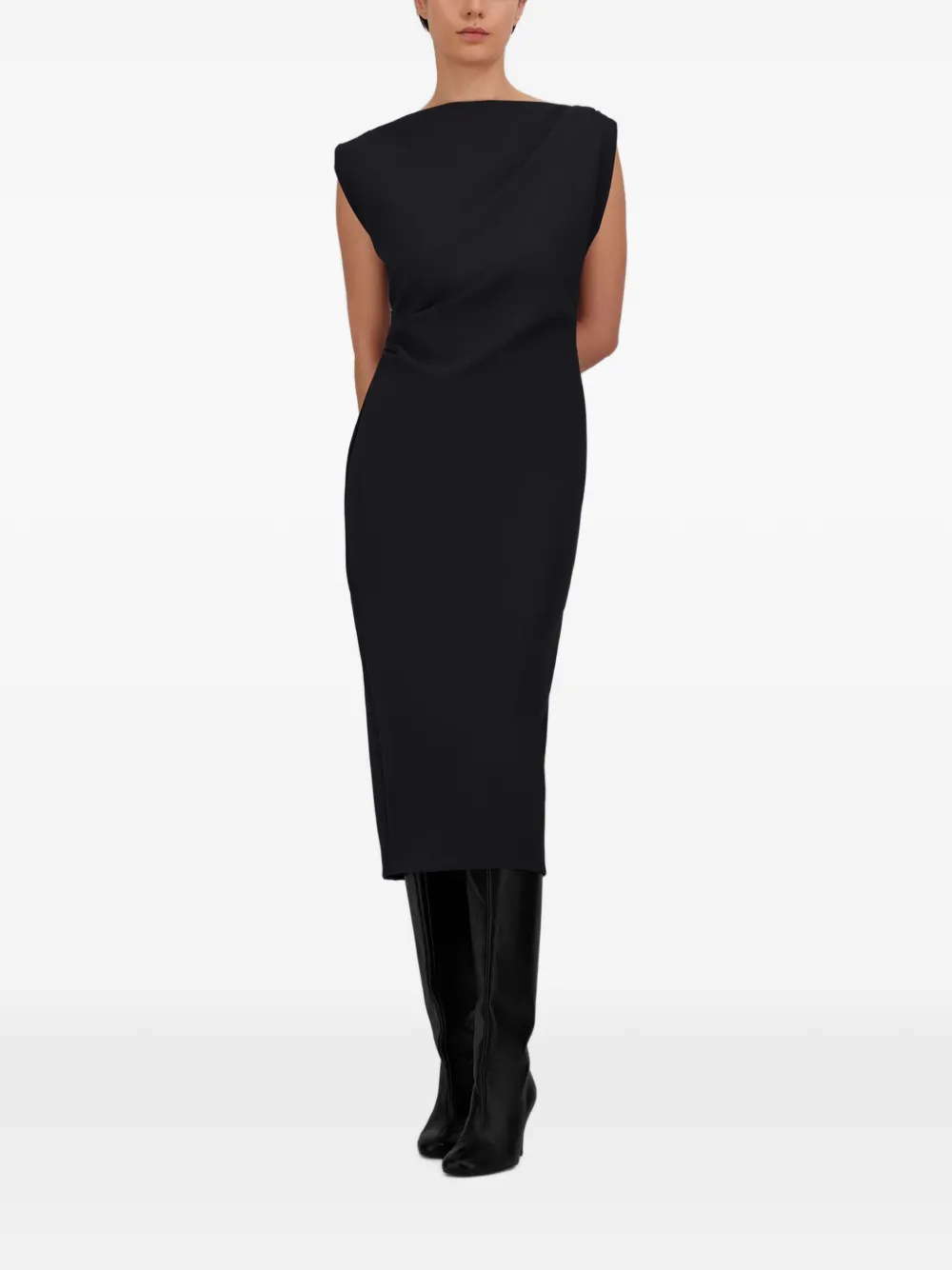 Herno Midi-jurk met V-hals Zwart