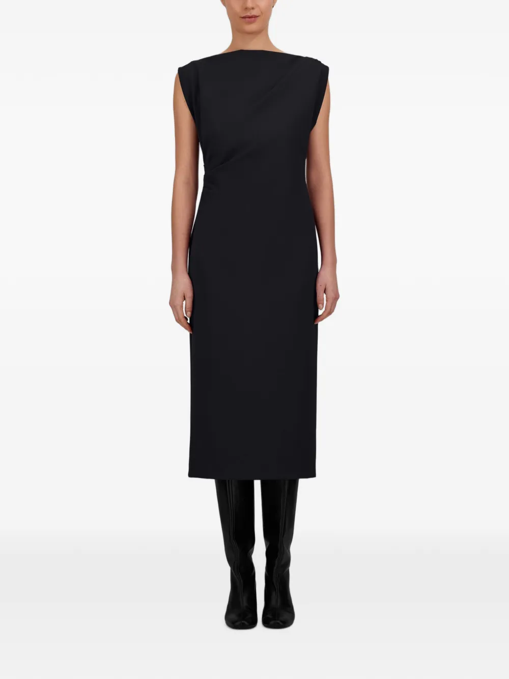 Herno Midi-jurk met V-hals Zwart