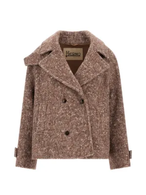Prada Herringbone shearling-collar Coat | Grey | FARFETCH