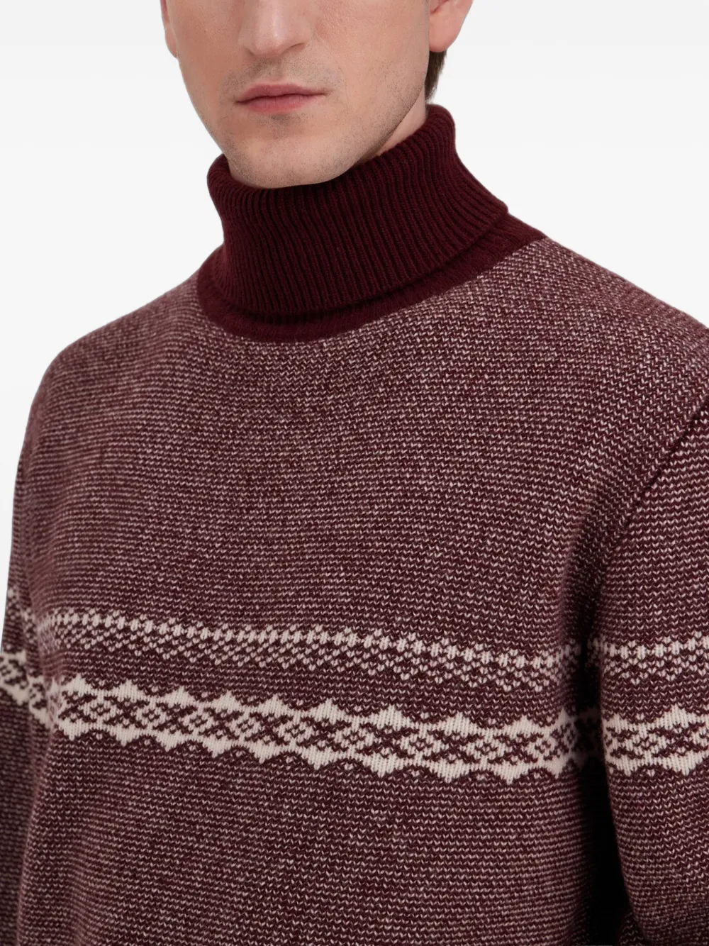 Herno Gebreide trui met Noors patroon en jacquard Rood