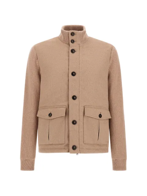 Herno panelled knitted jacket