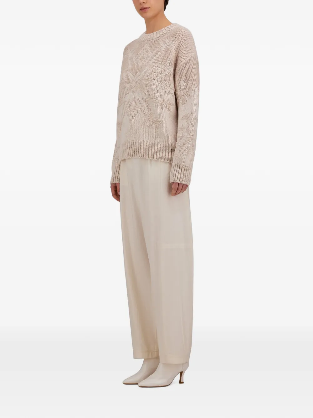 Herno Vanisé-inlay trui met sneeuwvlok-patroon Beige