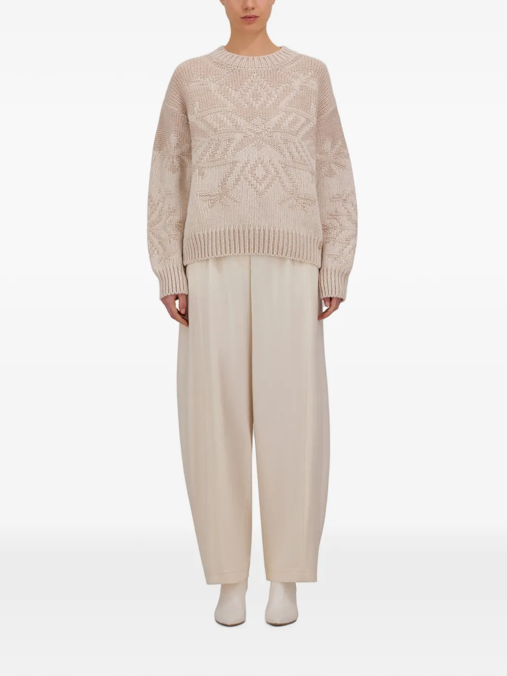 Herno Vanisé-inlay trui met sneeuwvlok-patroon Beige