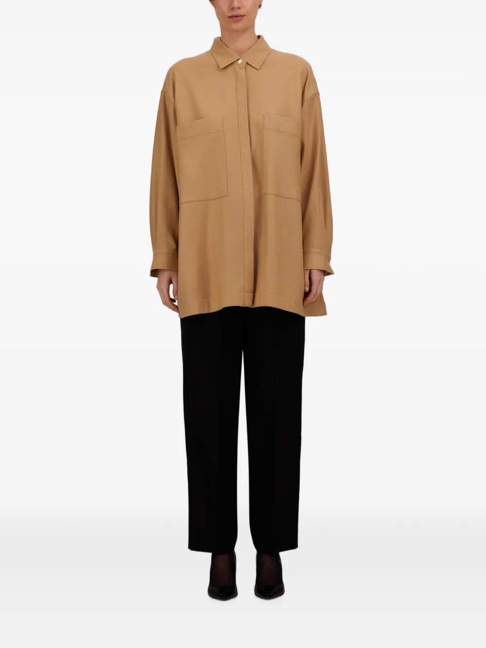 Herno Flanellen blouse van scheerwol Beige
