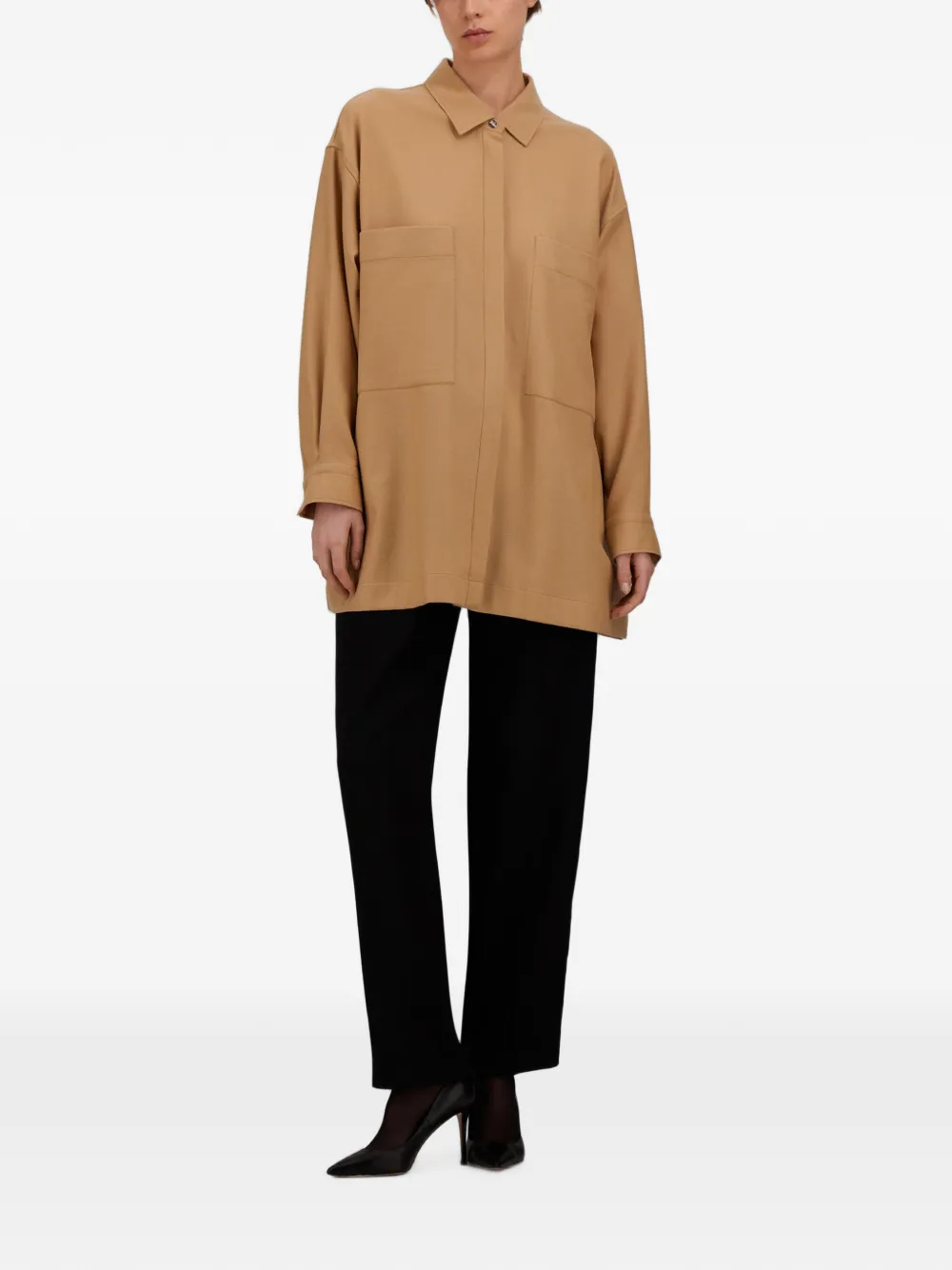 Herno Flanellen blouse van scheerwol Beige