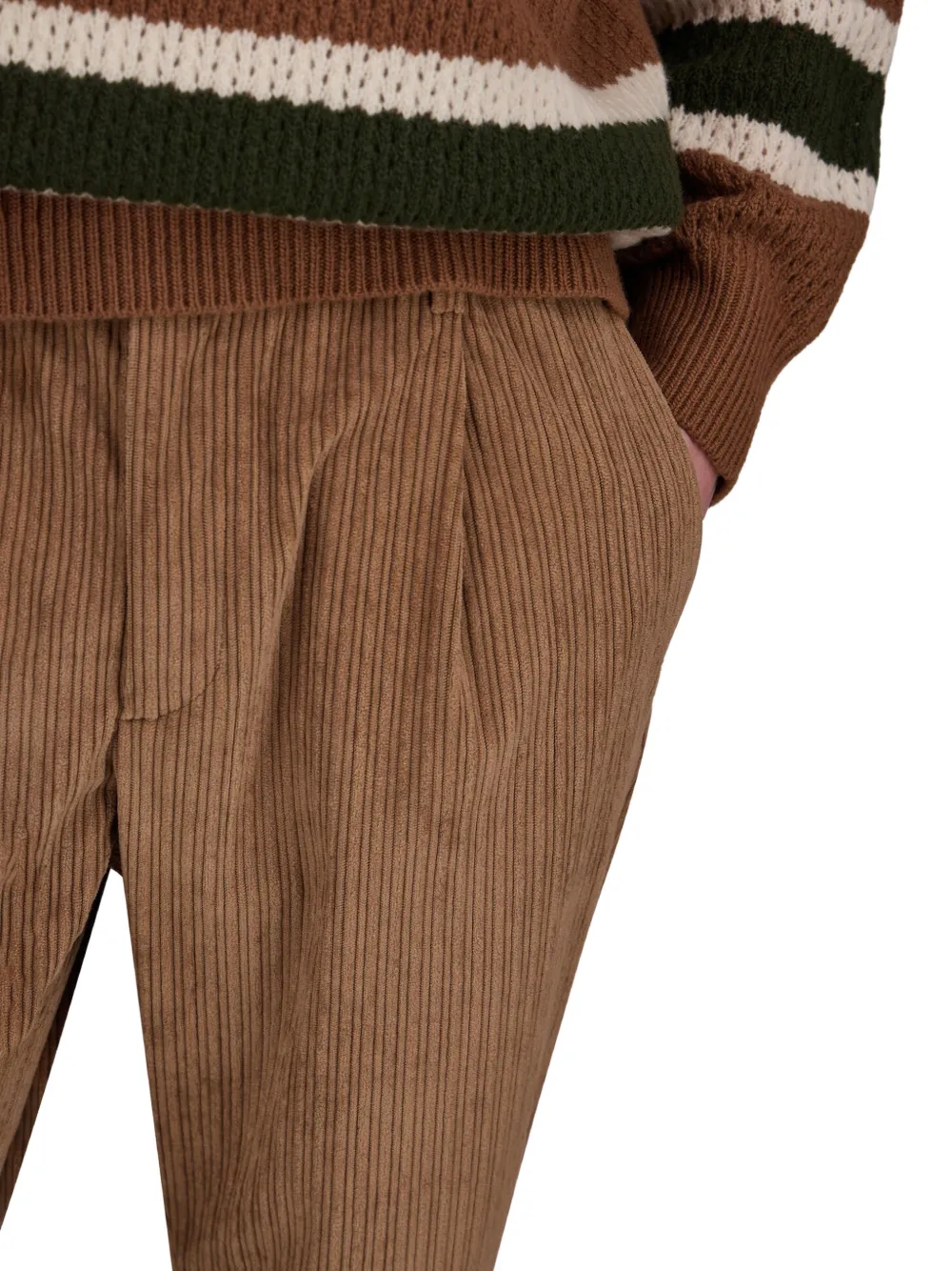 Herno Ribfluwelen plooibroek Bruin