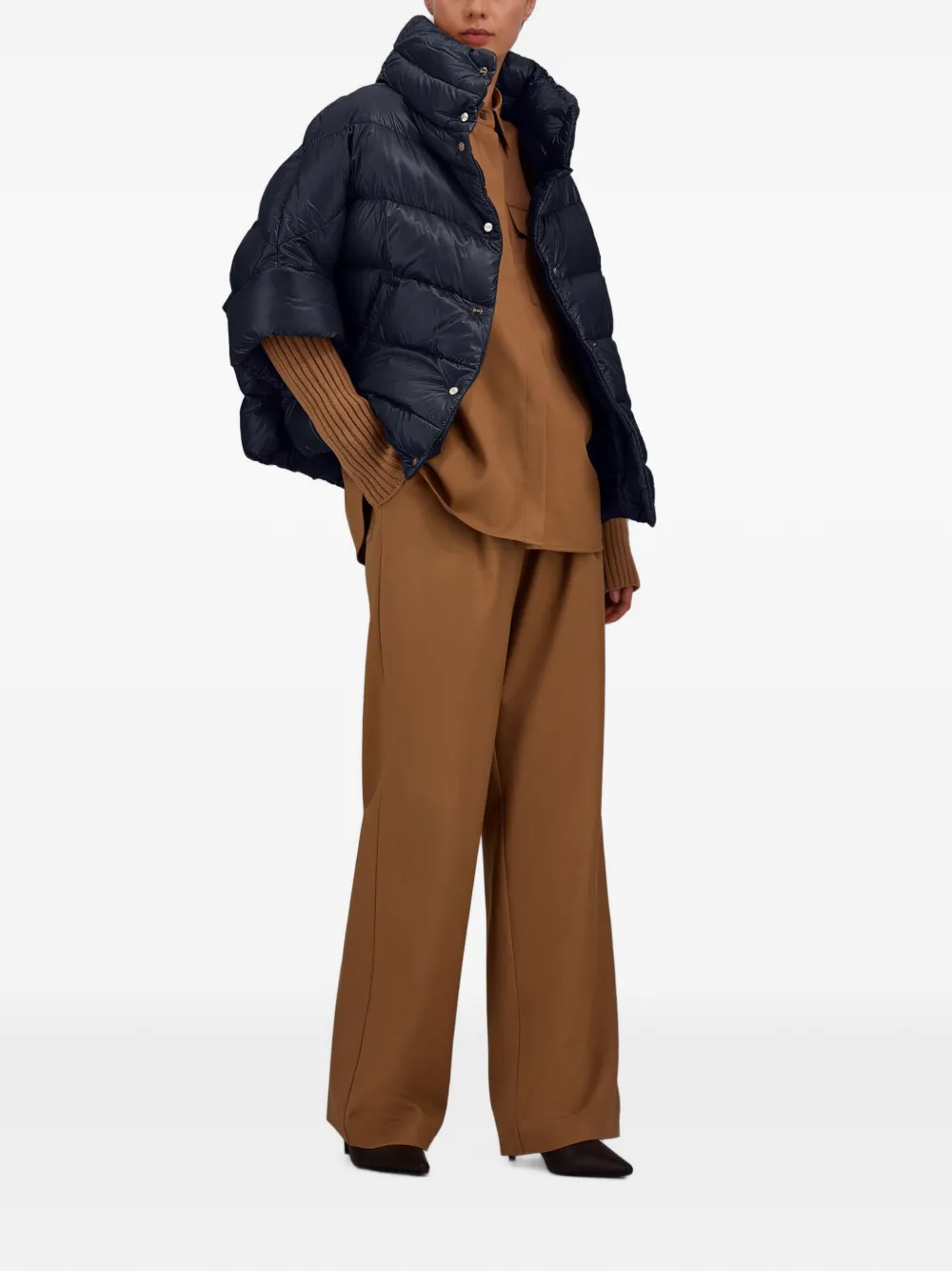 Herno Gewatteerde cape met hoge hals Blauw