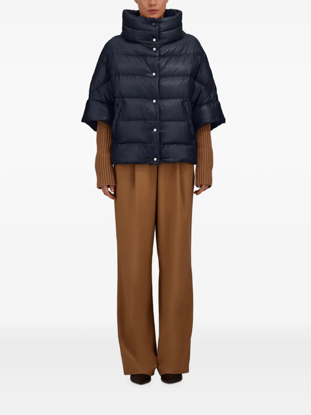 Herno Gewatteerde cape met hoge hals Blauw