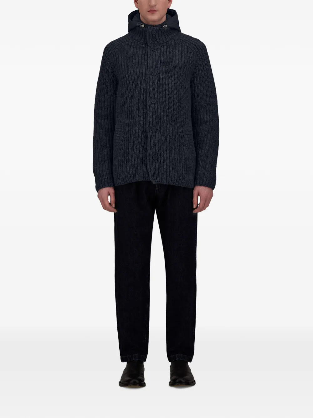 Herno Kabelgebreid vest met maïskolfstiksels Blauw