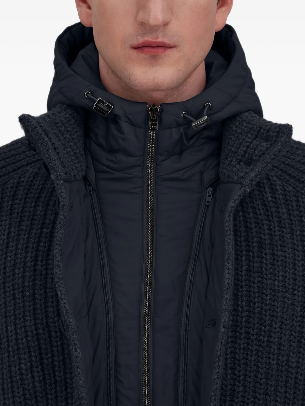 Herno Kabelgebreid vest met maïskolfstiksels Blauw