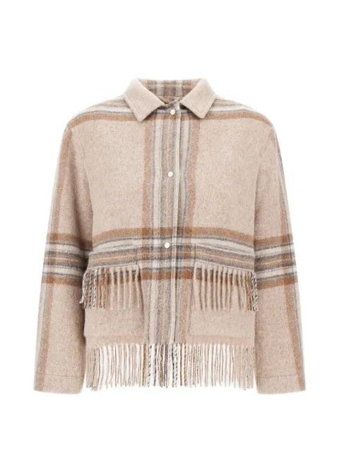 Herno fringe-trimmed checked jacket