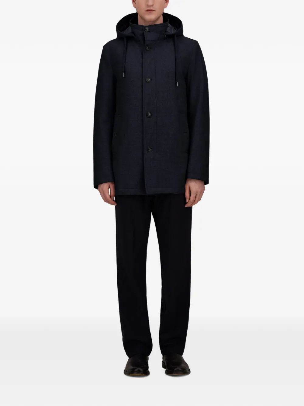 Herno Parka van wolblend met capuchon Blauw