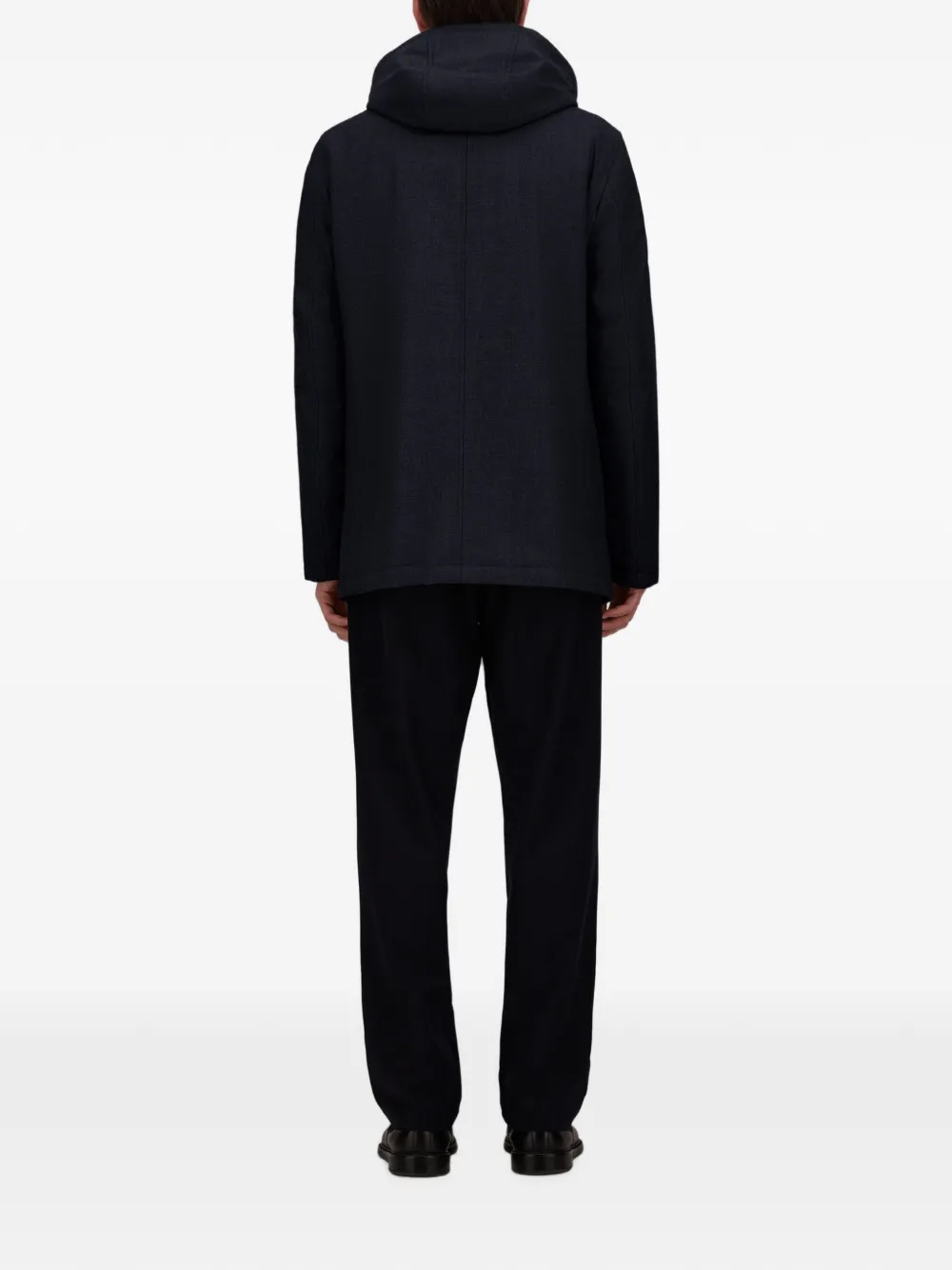 Herno Parka van wolblend met capuchon Blauw