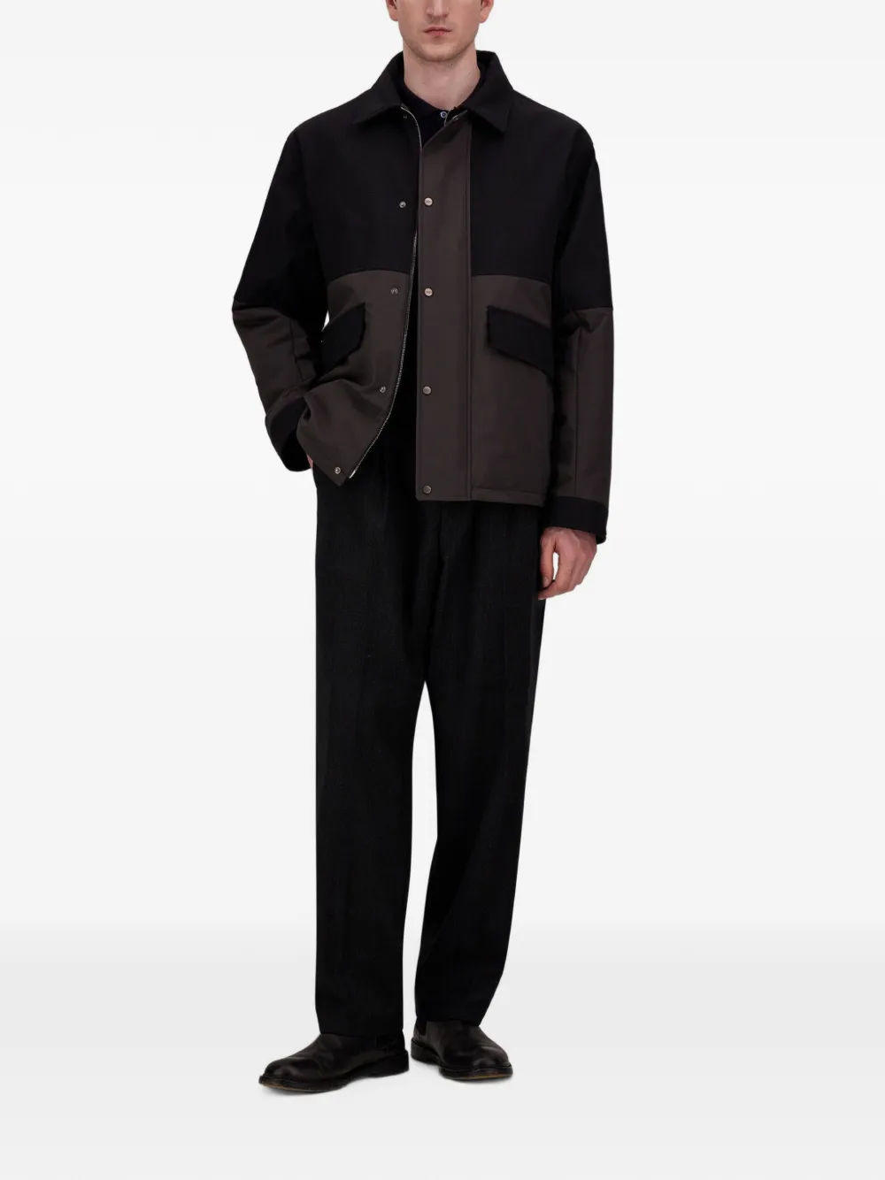 Herno Matte-twill jack met katoenen vlakken Zwart