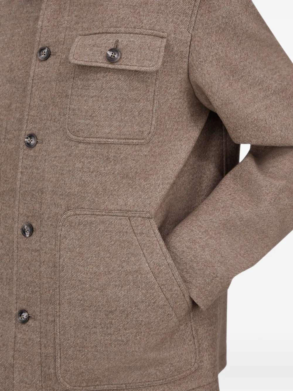 Herno Twill shirtjack van scheerwol Beige