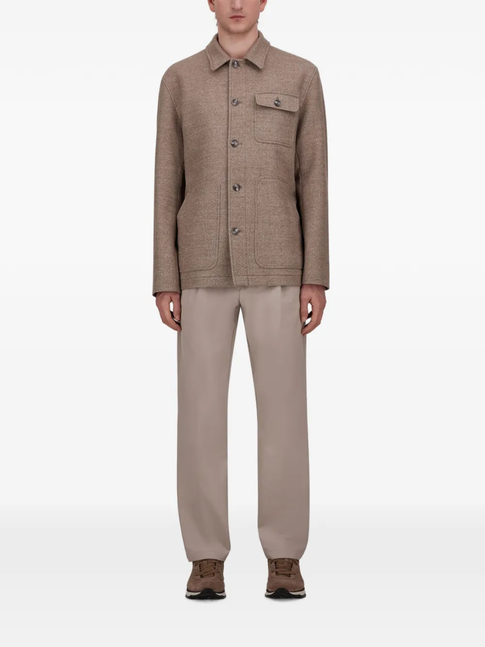 Herno Twill shirtjack van scheerwol Beige