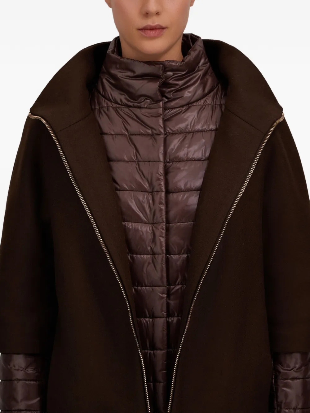 Herno Wollen jas met Nylon Ultralight-borststuk Bruin