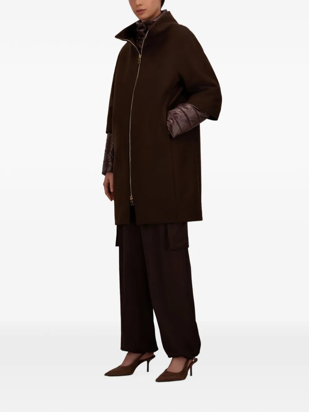 Herno Wollen jas met Nylon Ultralight-borststuk Bruin
