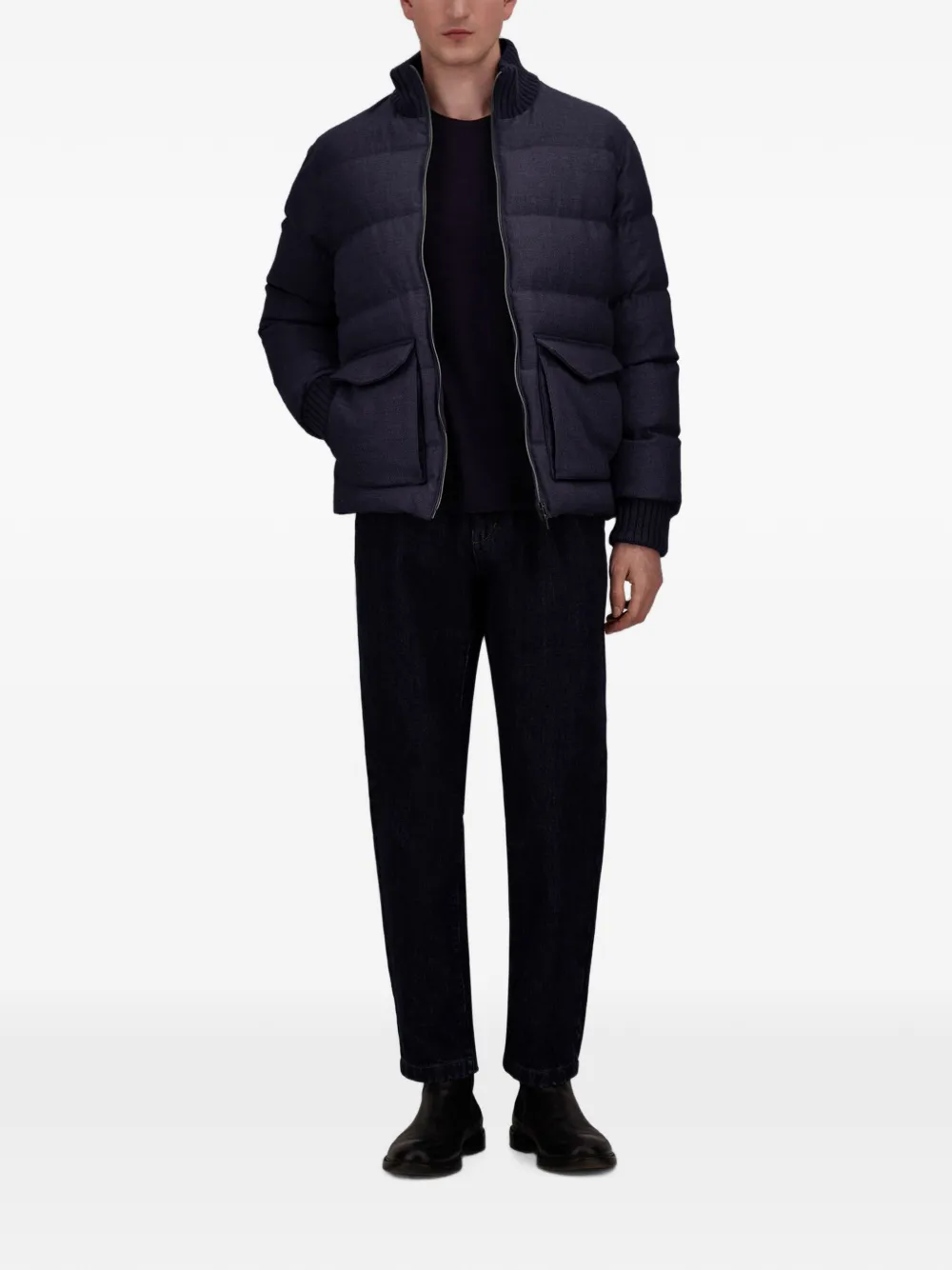 Herno quilted tweed jacket Blauw
