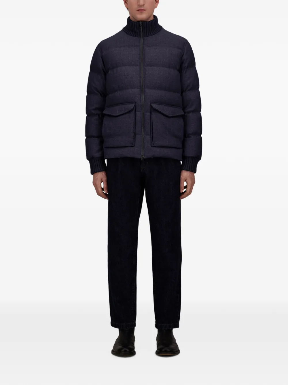 Herno quilted tweed jacket Blauw
