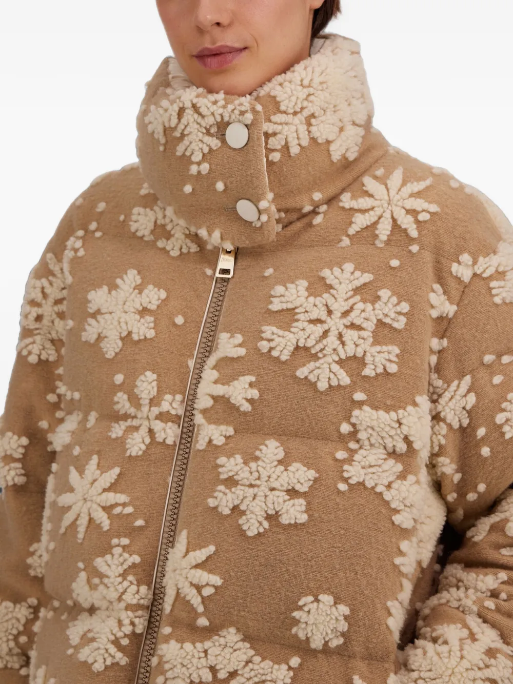 Herno Gewatteerd jack met sneeuwvlok-jacquard Beige