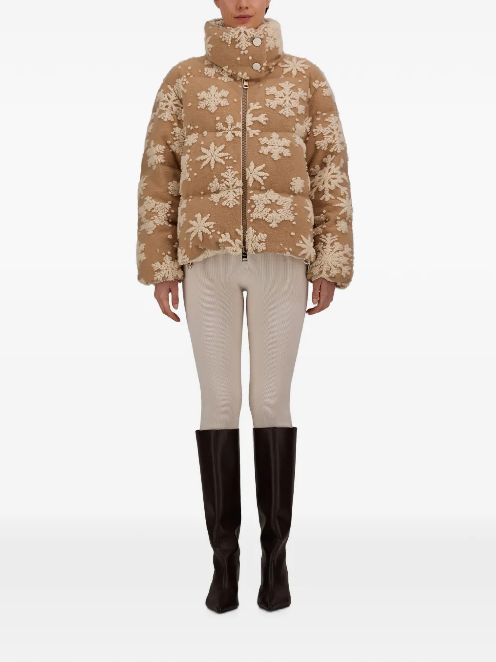 Herno Gewatteerd jack met sneeuwvlok-jacquard Beige