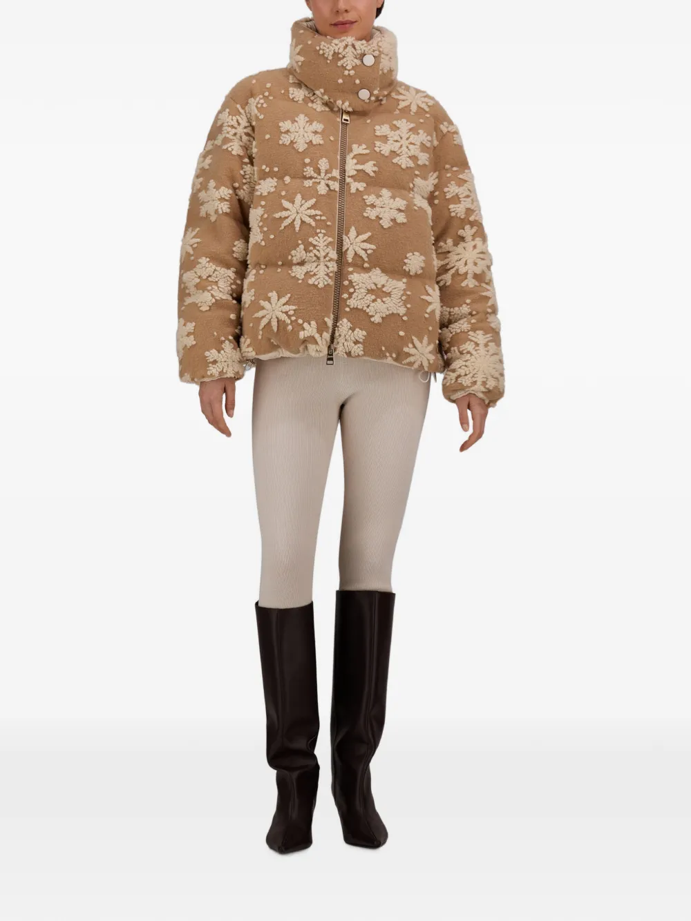Herno Gewatteerd jack met sneeuwvlok-jacquard Beige