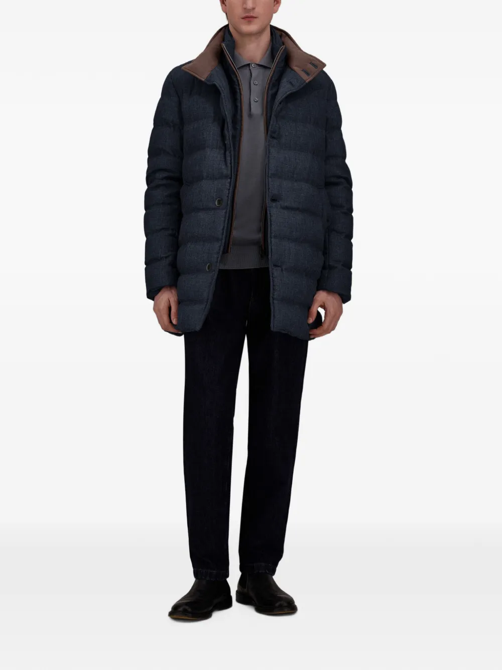 Herno quilted wool-blend carcoat Blauw