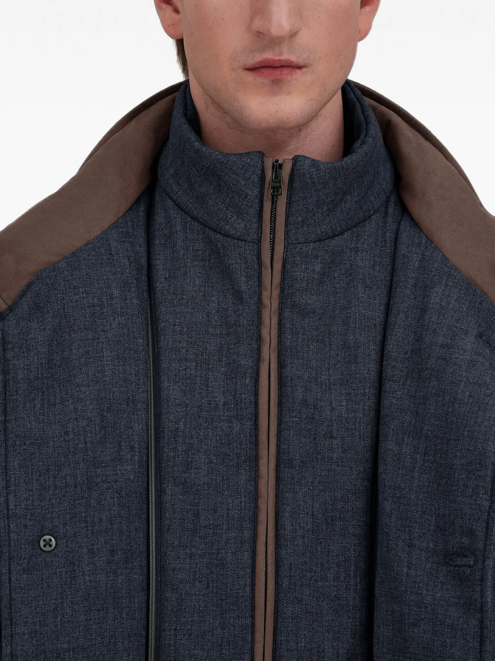 Herno quilted wool-blend carcoat Blauw