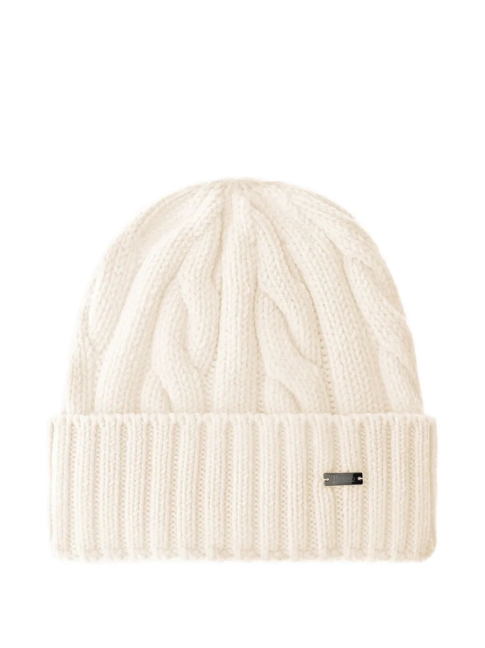 Herno cable-knit wool beanie hat | Neutrals | Image 1