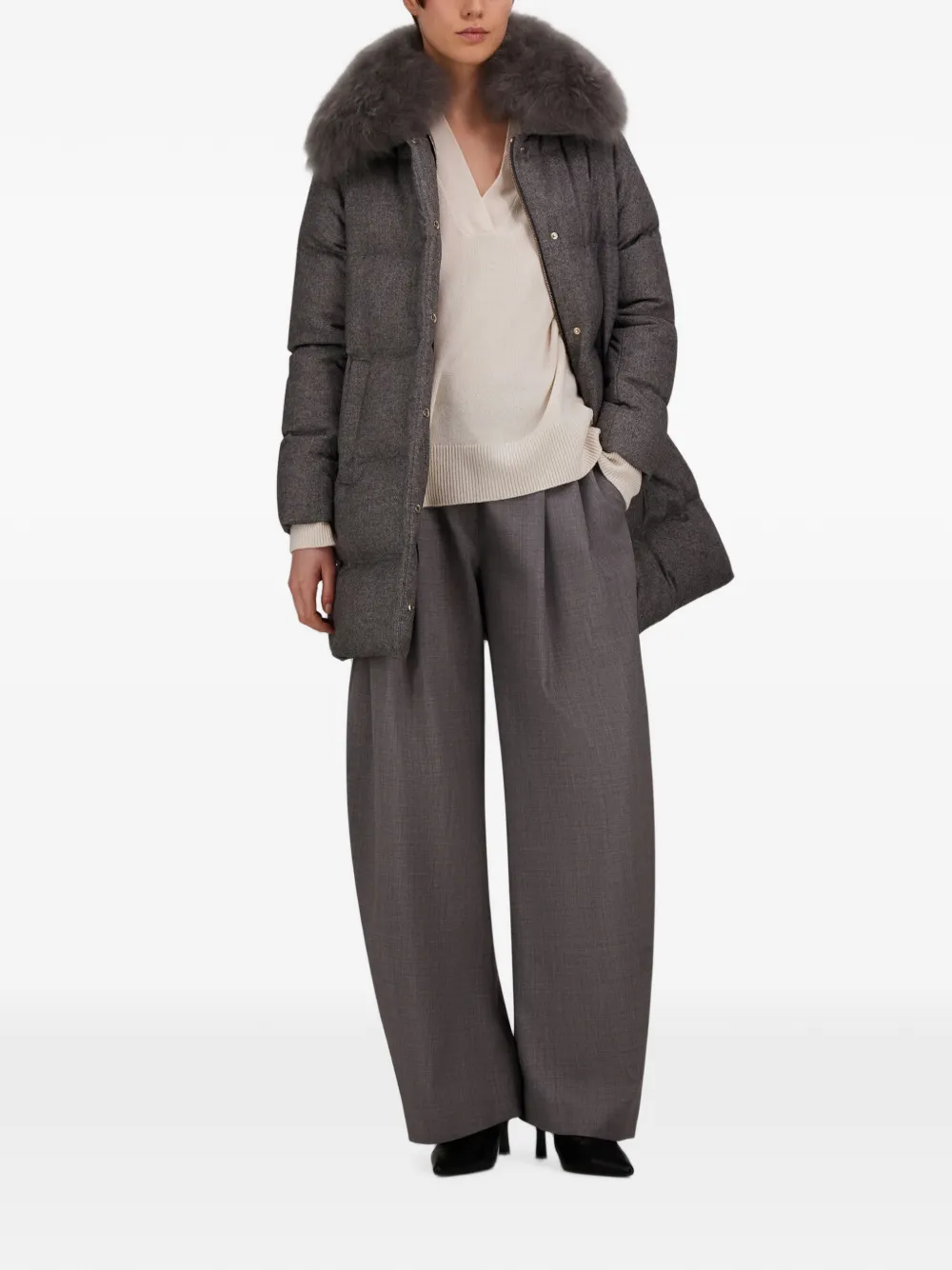 Herno Kasjmieren trui in tricotsteek Beige