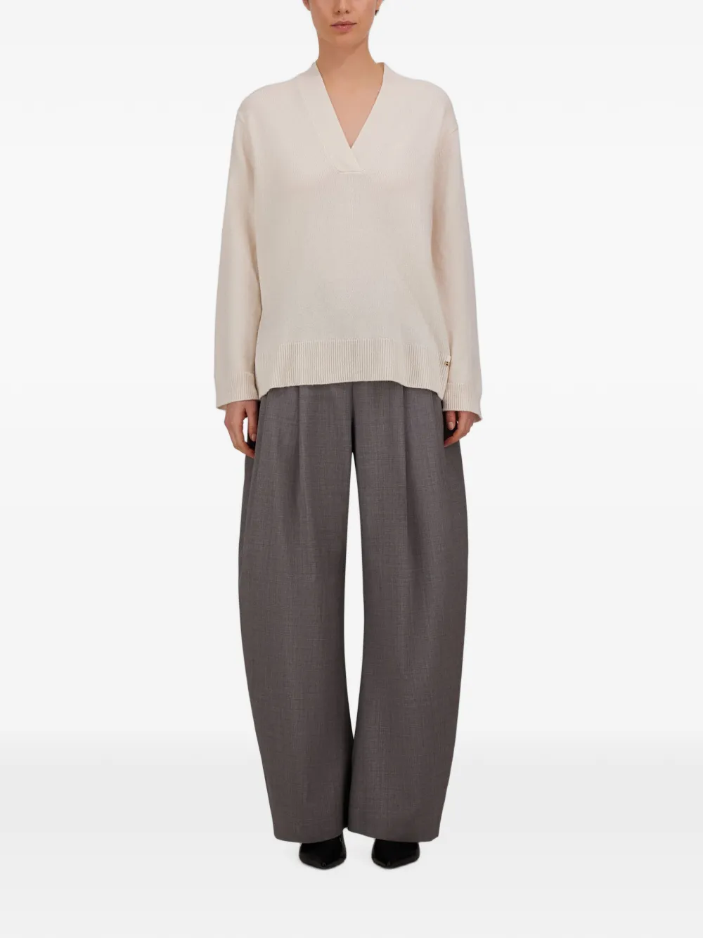 Herno Kasjmieren trui in tricotsteek Beige