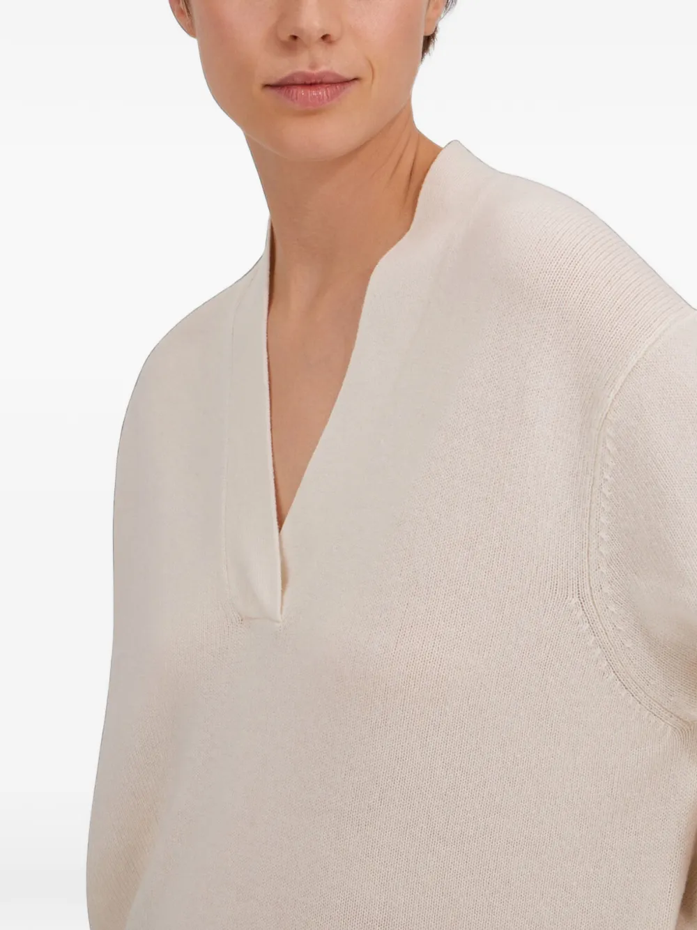 Herno Kasjmieren trui in tricotsteek Beige