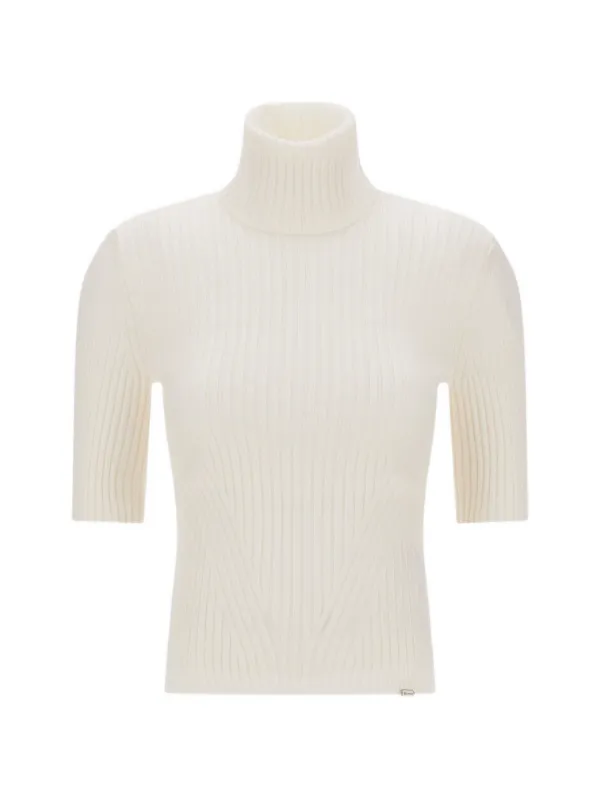 Herno Ribbed-knit Short-sleeve Sweater in White