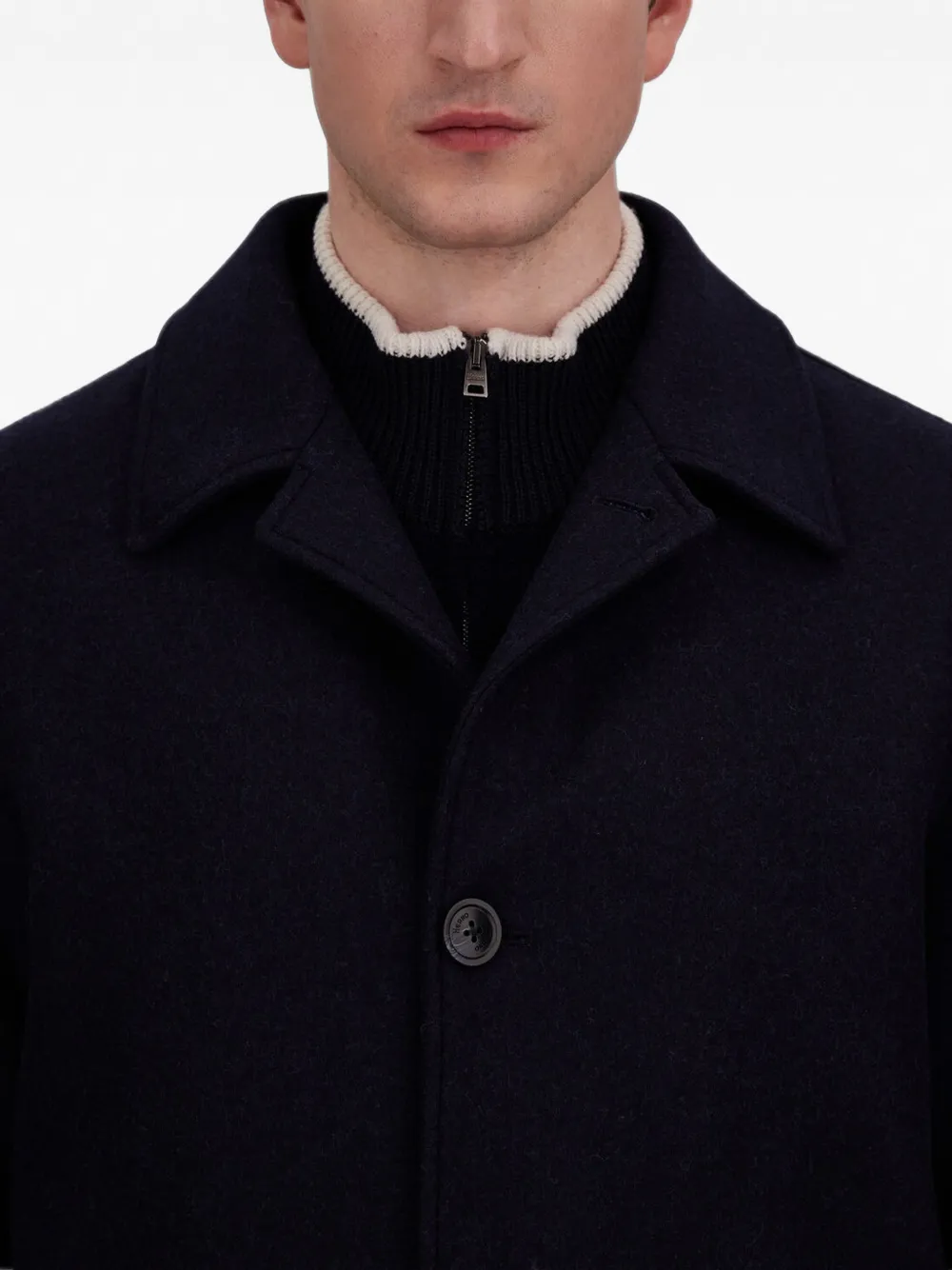 Herno Wollen jas met diagonale weving Blauw