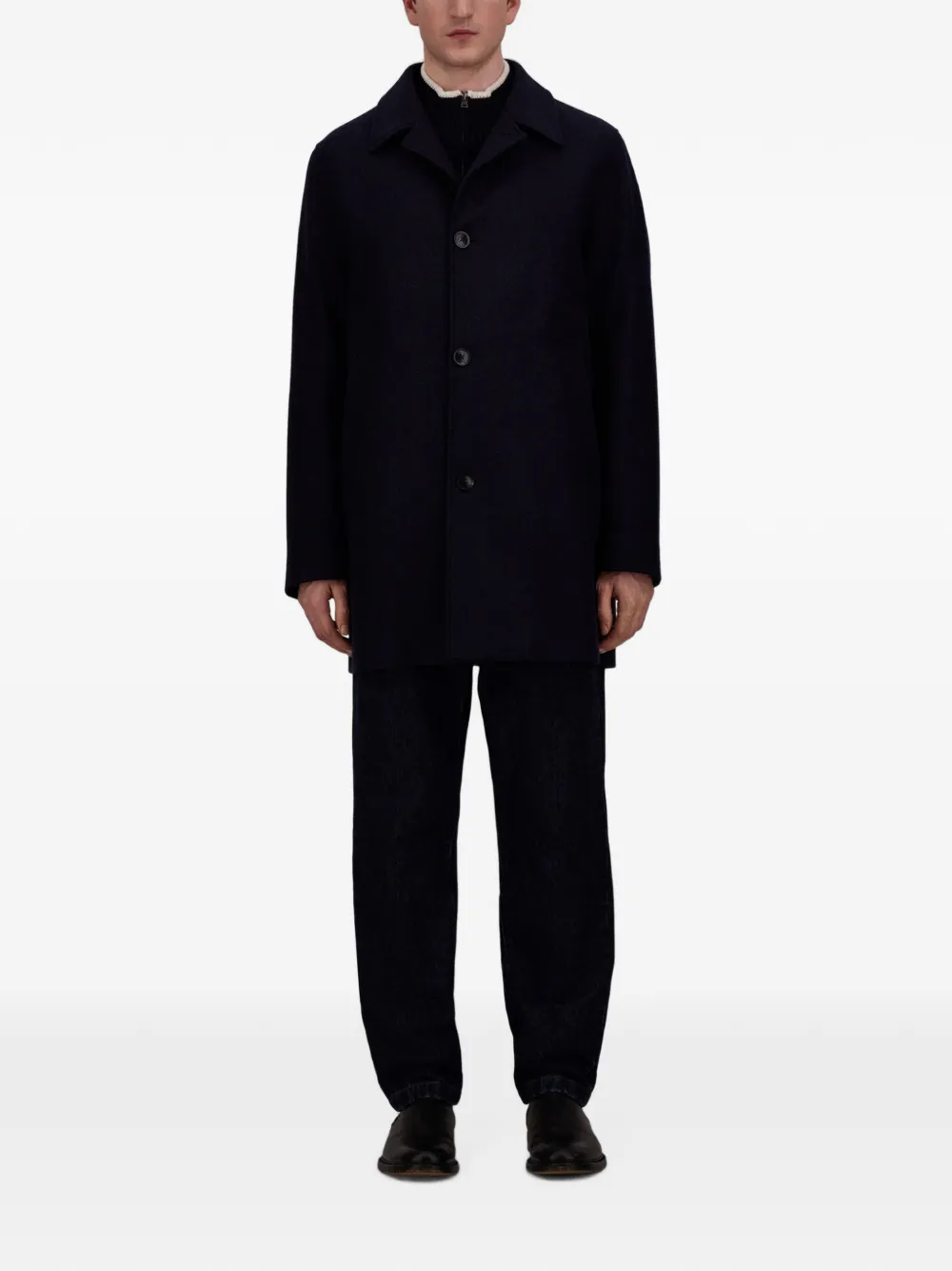 Herno Wollen jas met diagonale weving Blauw