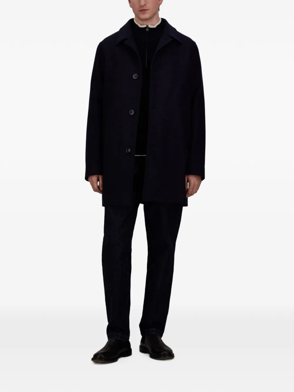 Herno Wollen jas met diagonale weving Blauw
