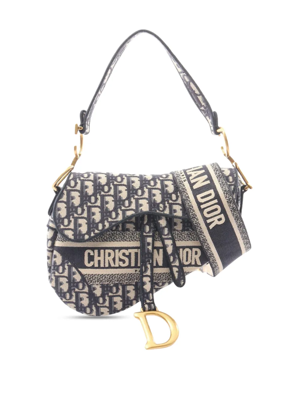 Christian Dior Pre-Owned 2000-2026 Oblique Embroidered Canvas Saddle Bag shoulder bag - Blu