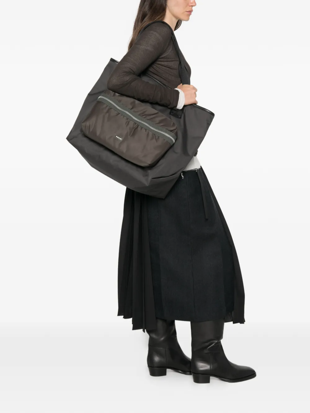 sacai Large Zip-pocket Tote Bag in Black, view 2