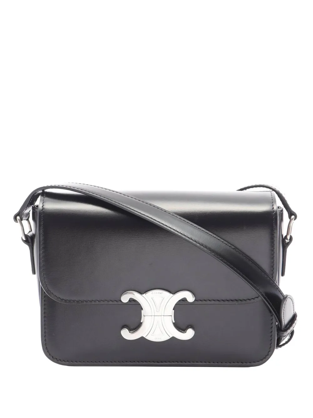 Celine Pre-Owned Borsa a tracolla Triomphe in pelle di vitello lucida 2000-2026 - Nero