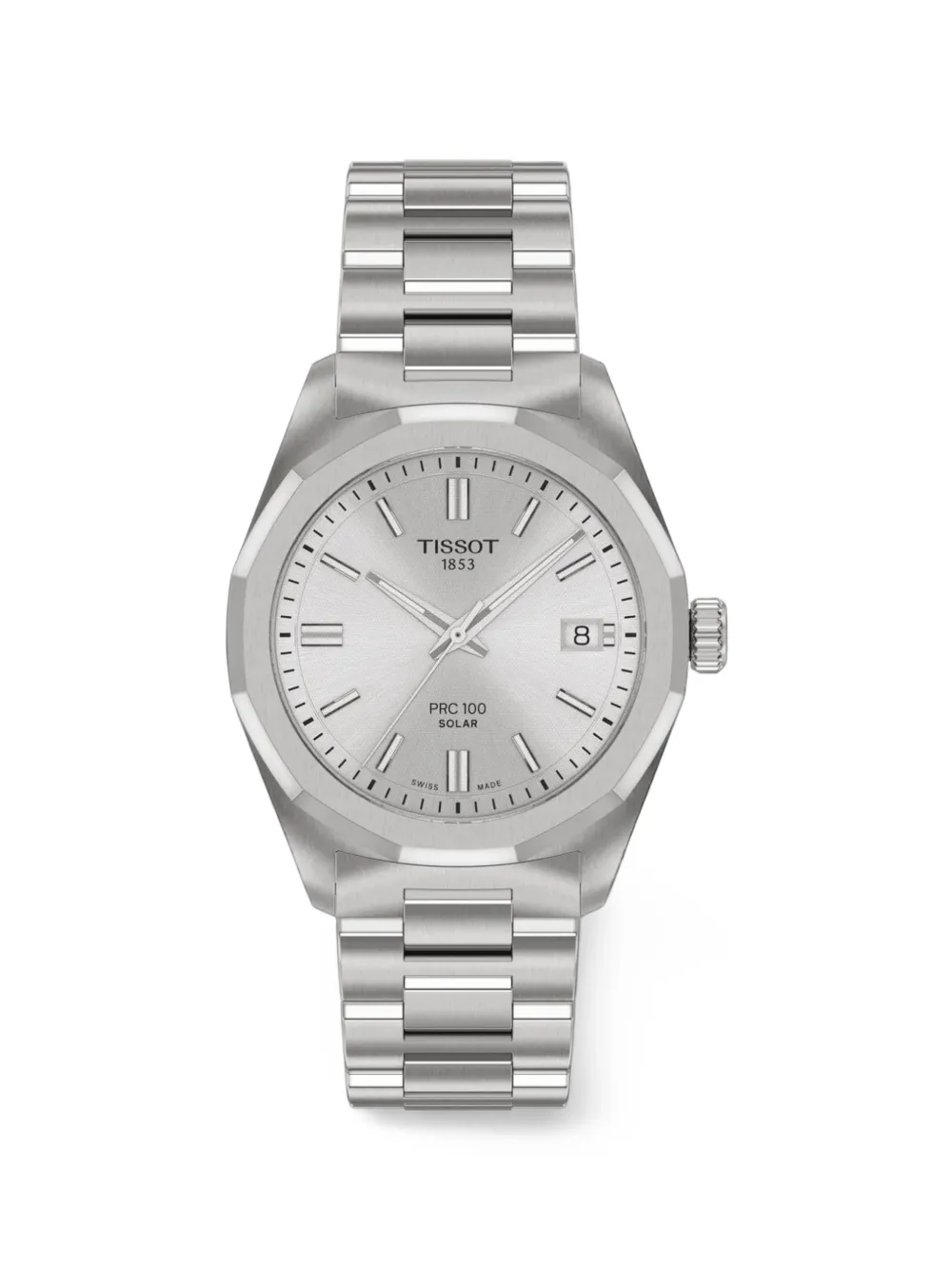 Tissot Prc 100 Solar 34mm Watch In Silver