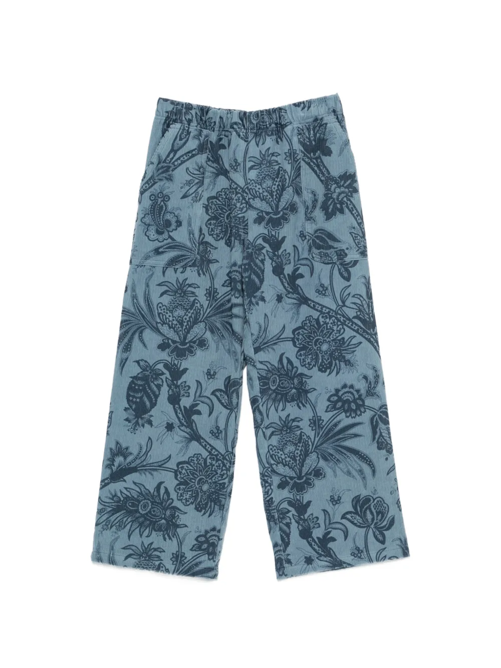 ETRO KIDS floral-print corduroy trousers - Blu