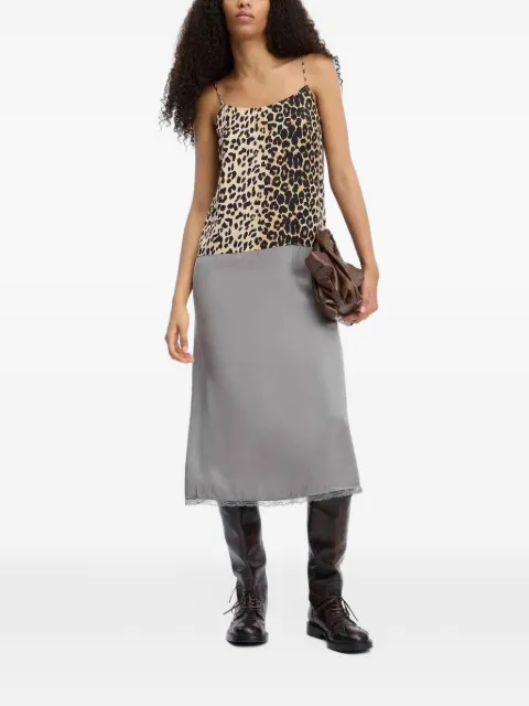 MUNTHE Variska leopard-print lace-trim slip midi dress