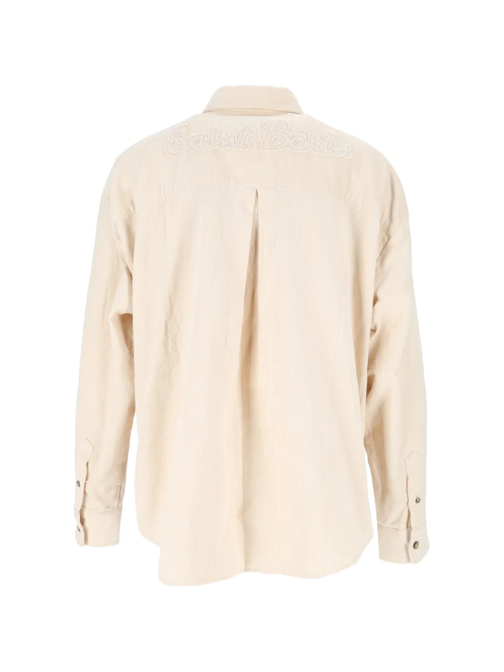 MC2 Saint Barth Ribfluwelen blouse met logo-patch Beige