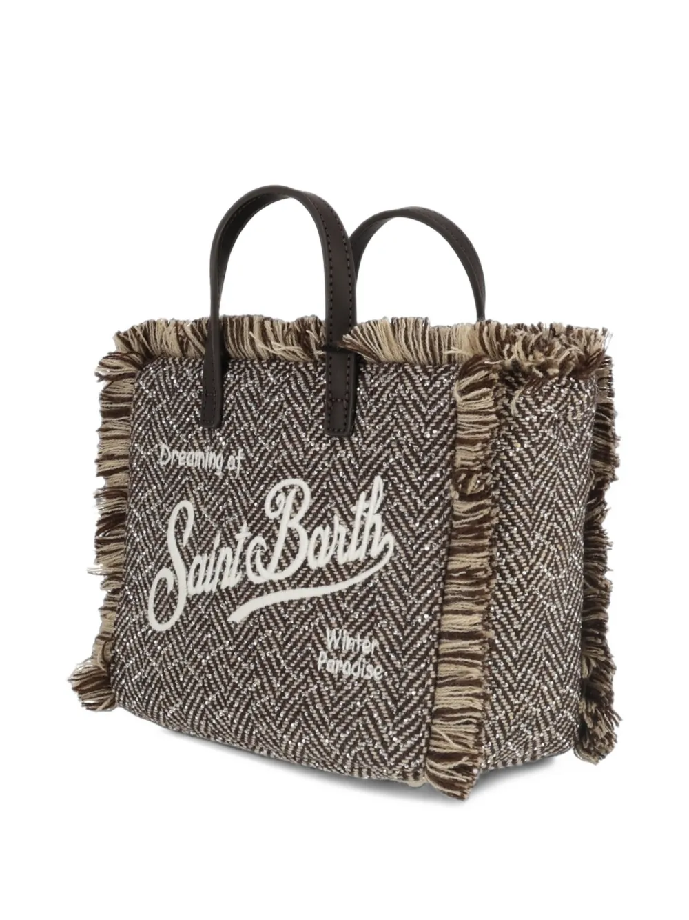 MC2 Saint Barth Vanity Mini shopper met visgraatbreisel Bruin