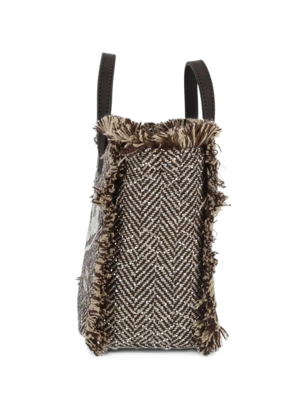 MC2 Saint Barth Vanity Mini shopper met visgraatbreisel Bruin