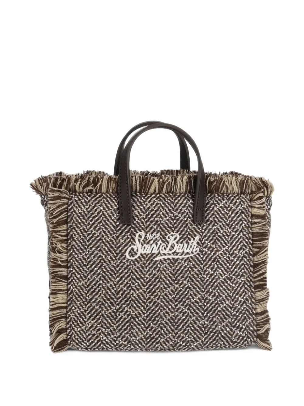MC2 Saint Barth Vanity Mini shopper met visgraatbreisel Bruin