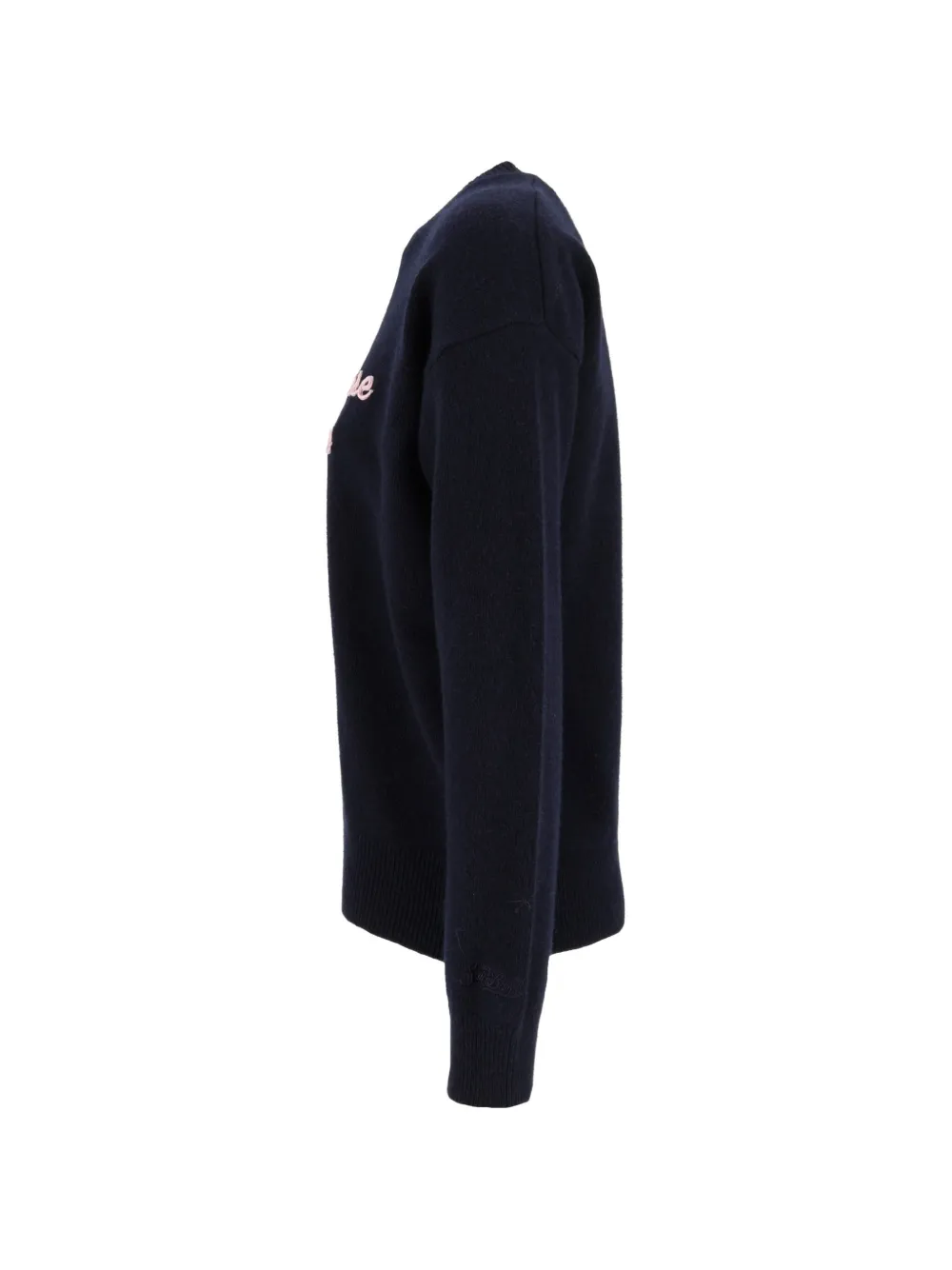 MC2 Saint Barth navy-blue Tessa wool and cashmere blend crewneck knit with Ho Sempre Ragione embroidery Blauw