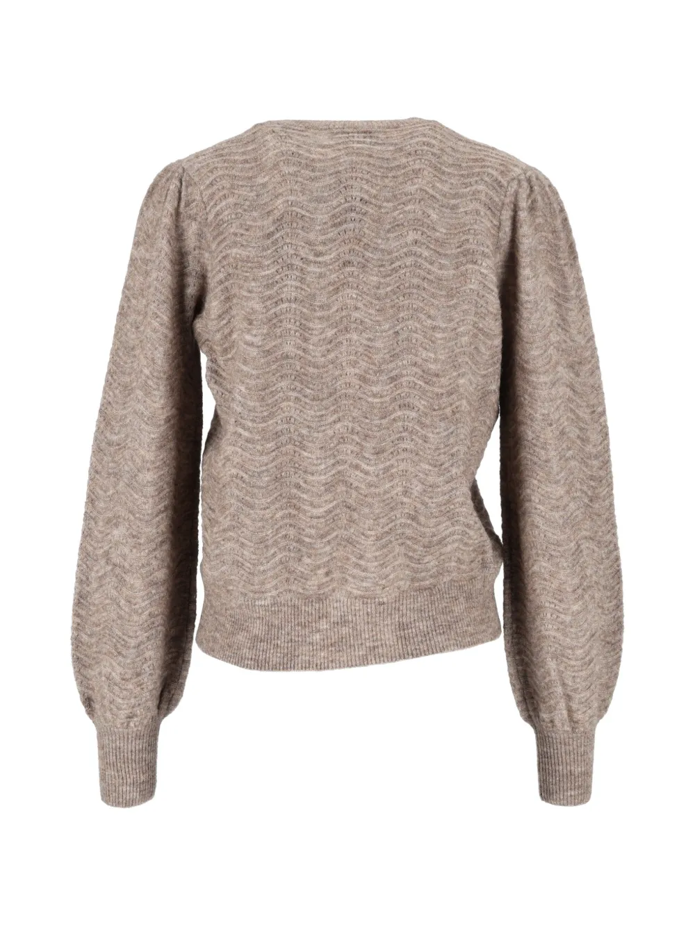 MC2 Saint Barth nut Marienne soft alpaca wool blend crewneck knit with wave stitch Beige